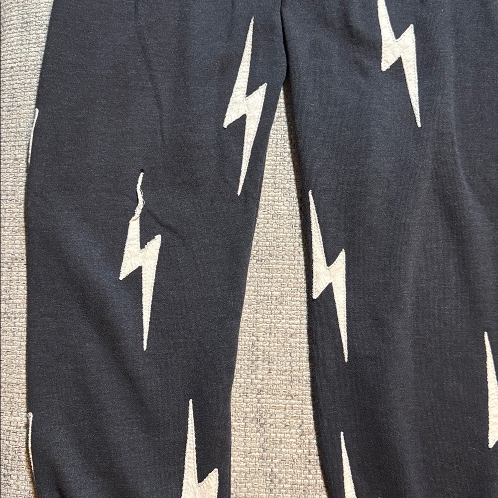 Aviator Nation Bolt Repeat Sweatpants Charcoal White Bolt Patches Women’s Medium - Picture 5 of 6